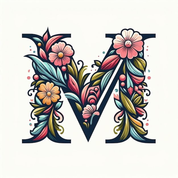 Photo flower monogram logo alphabet m vector