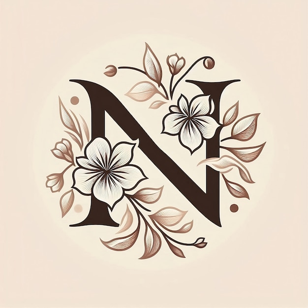 Photo flower monogram logo alphabet n vector