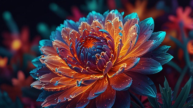 Flower neon light kaleidoscopic Coastal