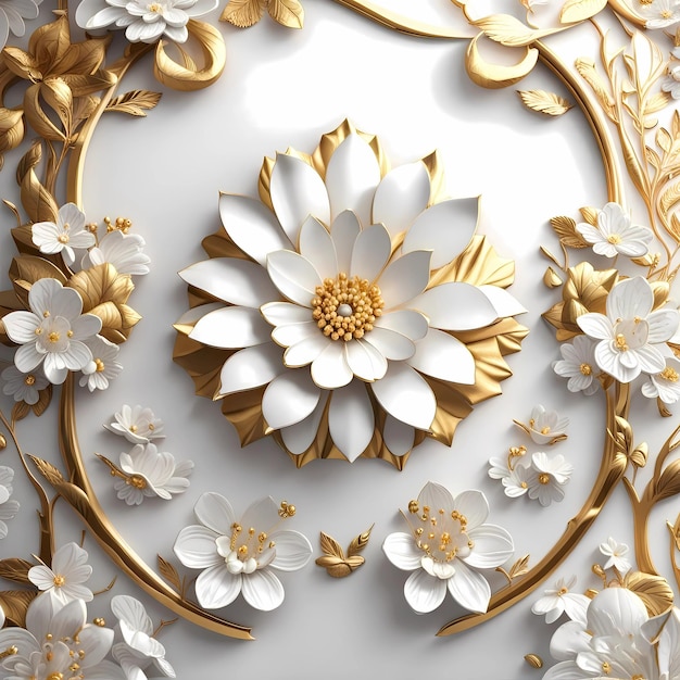 Flower ornament design wallpaper golden floral