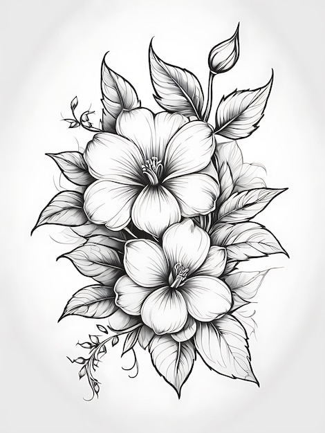 Flower outline white background coloring page ai genareted