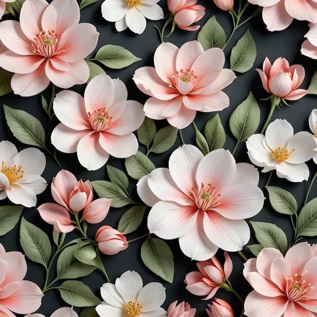 a flower pattern with pink and white flowers