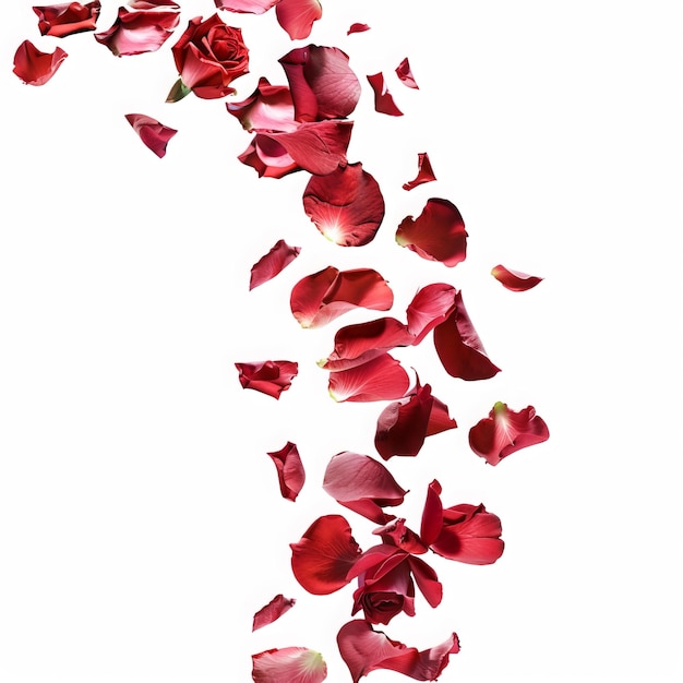 Photo a flower petals that is falling off of a white background