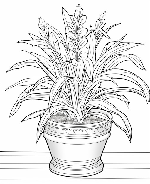 A flower poat line art drawing