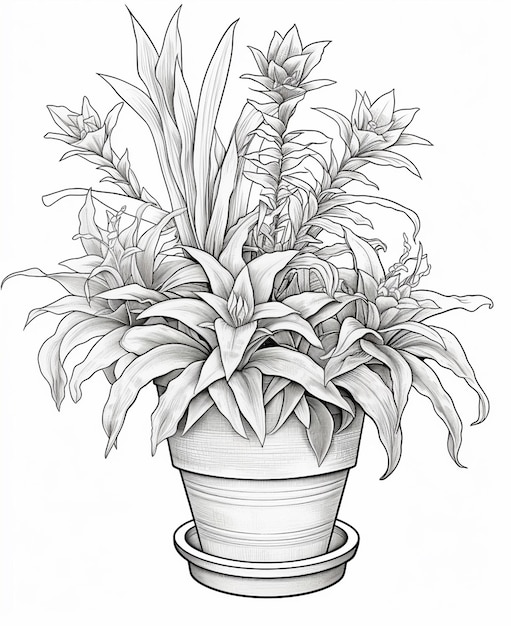 A flower poat line art drawing