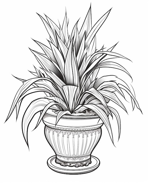 A flower poat line art drawing