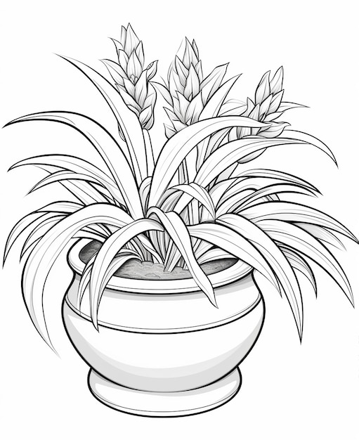 A flower poat line art drawing