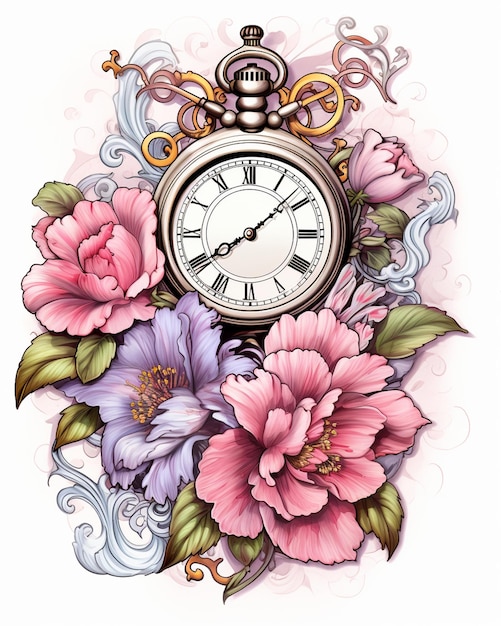 Flower Pocket Watch Tattoos Free Printable