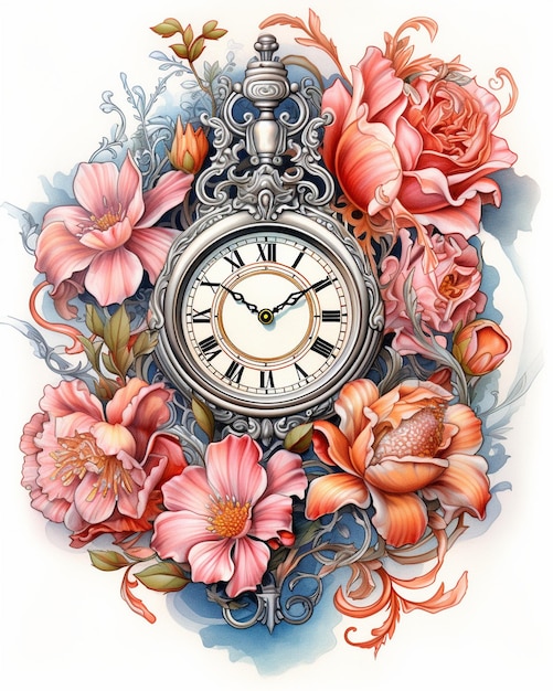 Flower Pocket Watch Tattoos Free Printable