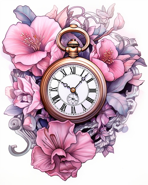 Flower Pocket Watch Tattoos Free Printable