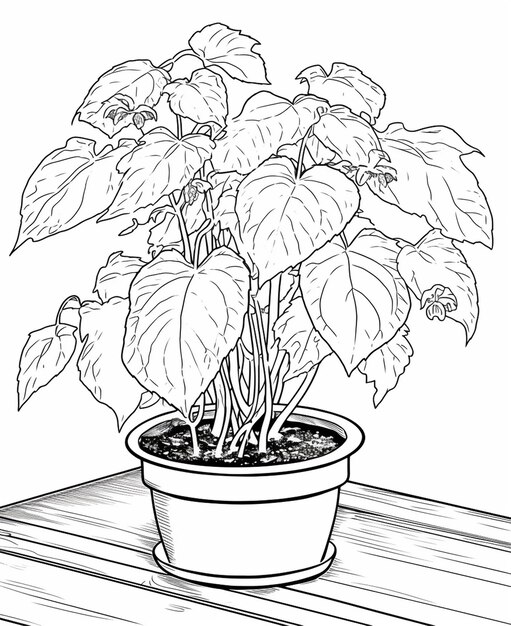 Photo a flower poet coloring page line art for kids