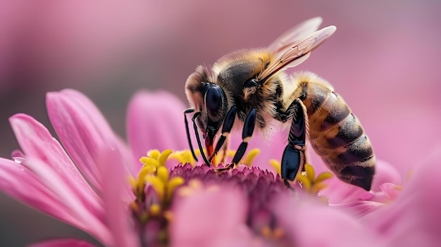 Flower Pollination by a Bee