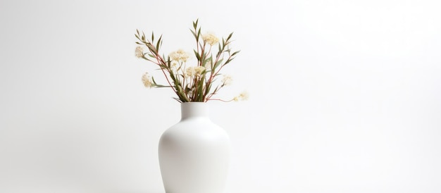 flower in pot isolated on white background Minimalistic interior Empty background with copy space Generative AI