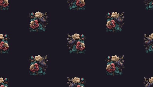 Flower seamless pattern classic style Vintage floral background paint texture Generative AI