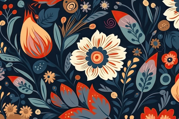 Flower seamless pattern Modern abstract