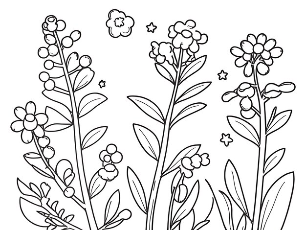 flower set line one art isolated vector illustration