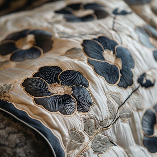 Flower shaped fabric pattern presents a waterfall edge effect which adds artistry to the edges