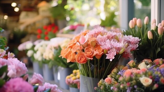 flower shop flowers close up a large variety