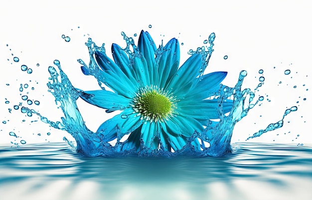 Flower in splashing water Floral freshness concept with water drops for cosmetic moisture and selfcare packaging Generated AI