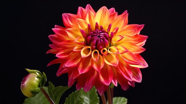 A flower that has a yellow and orange center.