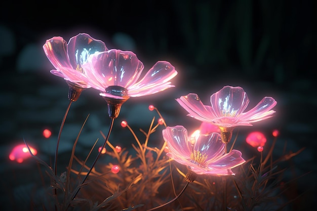 A flower that is lit up with led lights