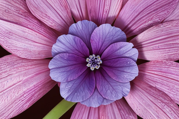 Photo a flower that is purple and has a pink center top view 16k resolution