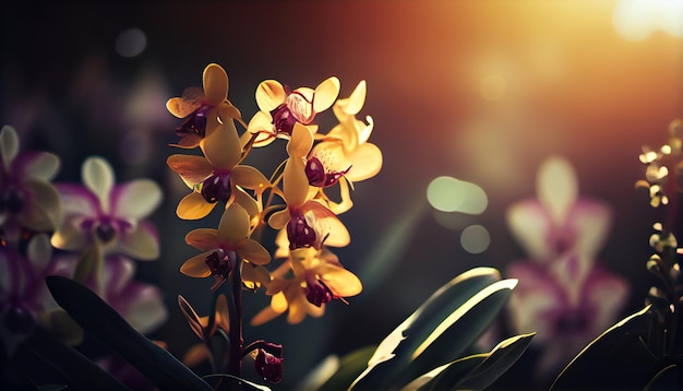 A flower that is yellow with red and white flowers