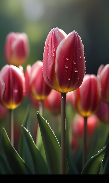 flower tulip blossoming pink on the background of spring mood