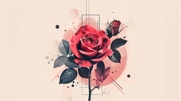 Photo a flower with a background of red roses