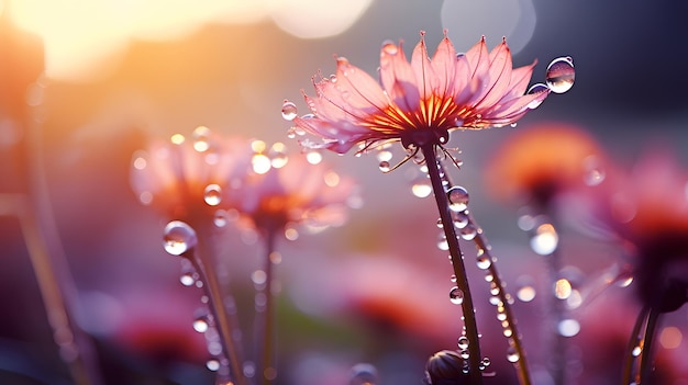 Flower with dew drop beautiful macro photography