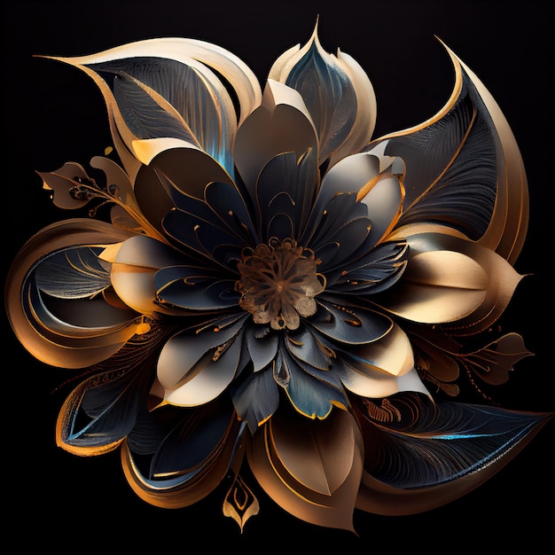 Flower with a gold and black design Generate Ai