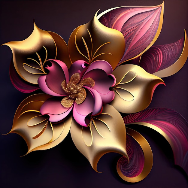 Flower with a gold and pink design Generate Ai