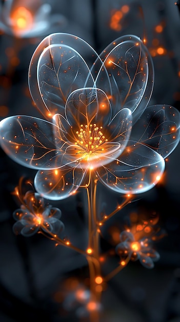 a flower with the light on it