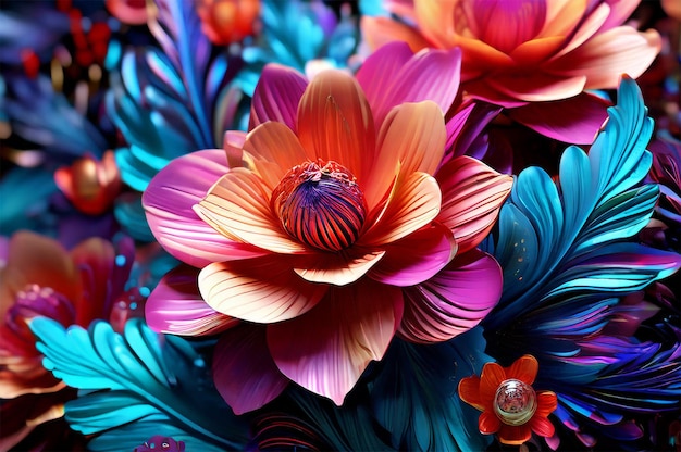 a flower with many colors of colors