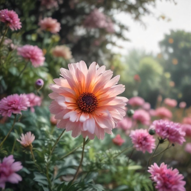 a flower with an orange center that has the number 3 on it