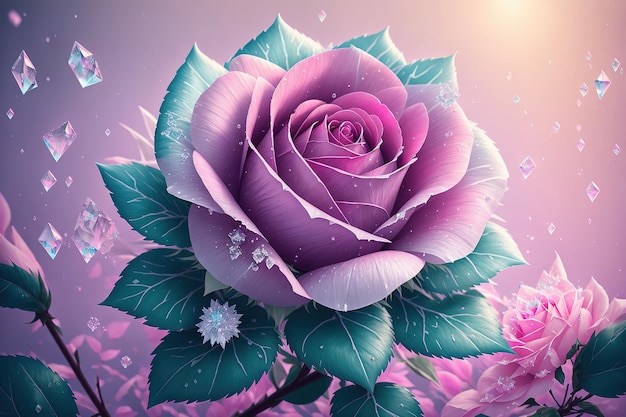 A flower with a pink and purple background