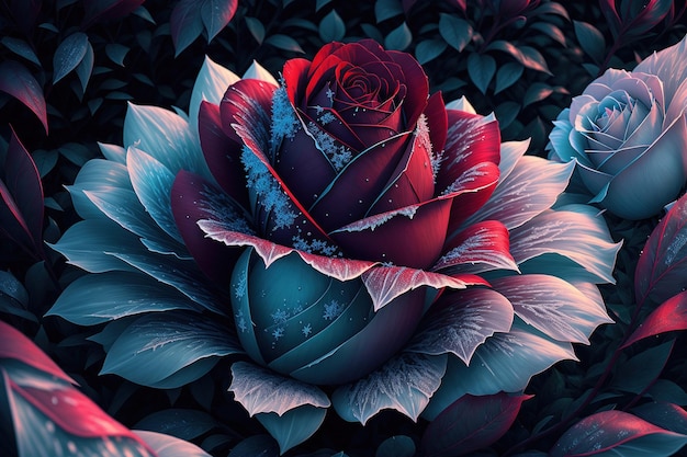 A flower with a red flower on it