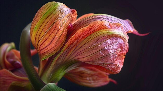 Photo a flower with a red and green pattern on it