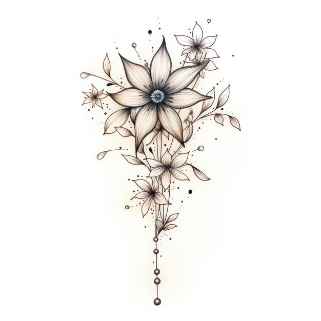 flower with stars in finework style