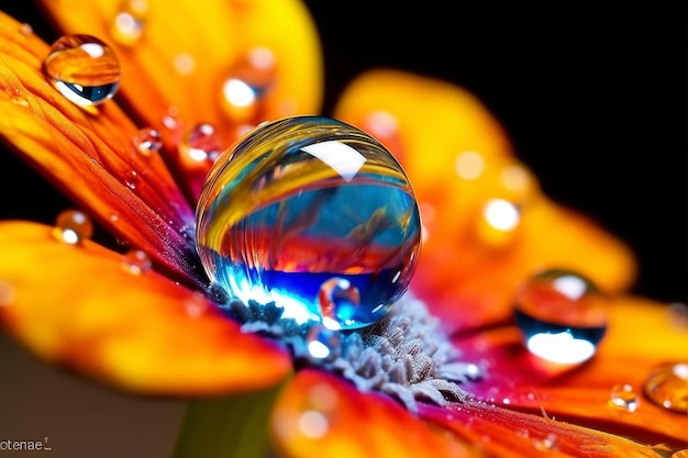 A flower with a water droplet on it