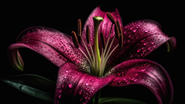 A flower with water droplets on it