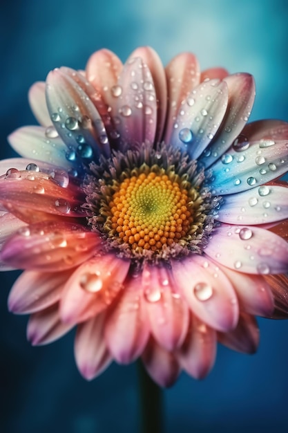 A flower with water droplets on it