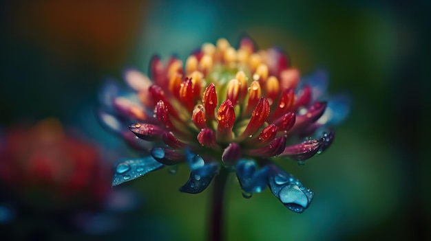 A flower with water droplets on it