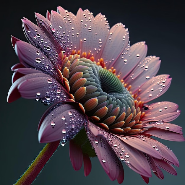 A flower with water droplets on it