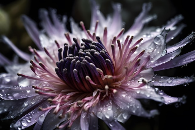 A flower with water droplets on it