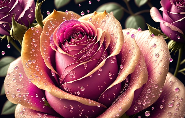 A flower with water drops on it