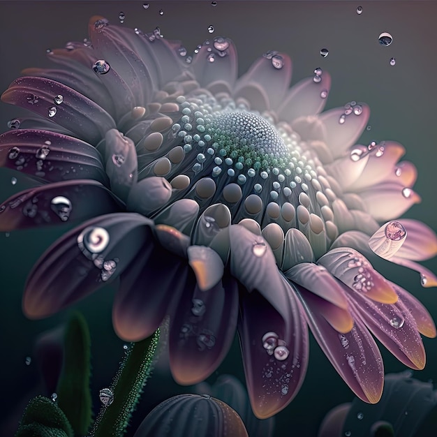 A flower with water drops on it