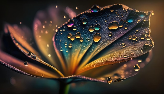 A flower with water drops on it