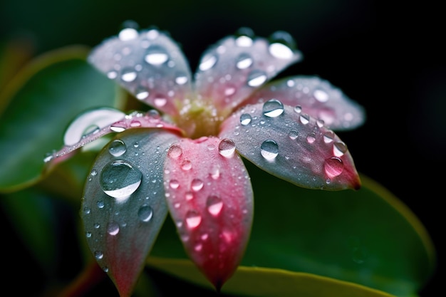 A flower with water drops on it