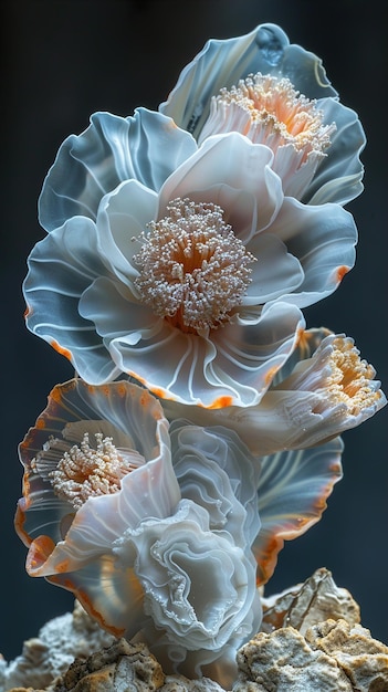 a flower with a white and blue color